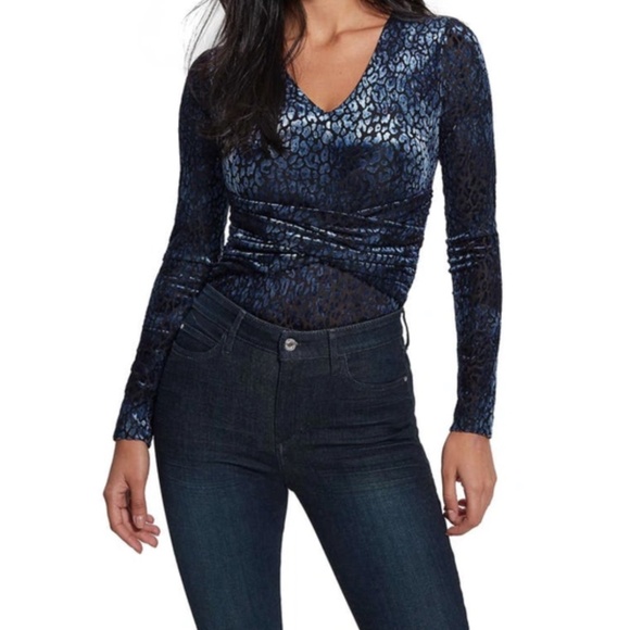 Guess: Belina Leopard Stretch Velvet Bodysuit (NWT) - Picture 1 of 6